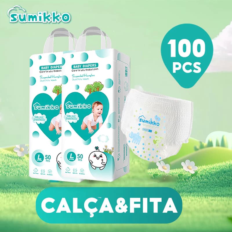 SUMIKKO Calça Fraldas 50 e 100 unidade Baby Ajustável total max P/M/G/XG/XXG/XXXG