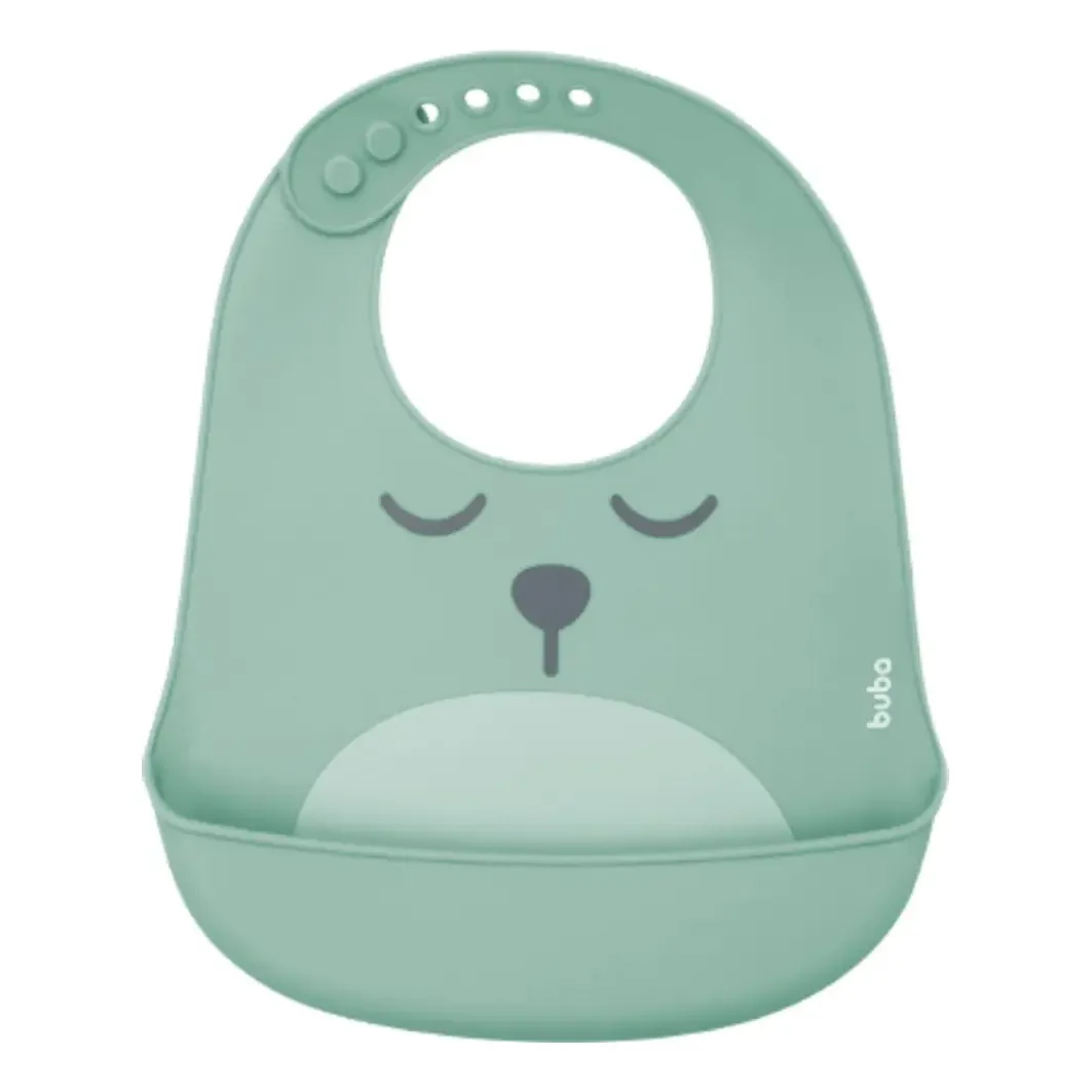 Babador Em Silicone Com Pega-migalhas Verde Gumy Buba