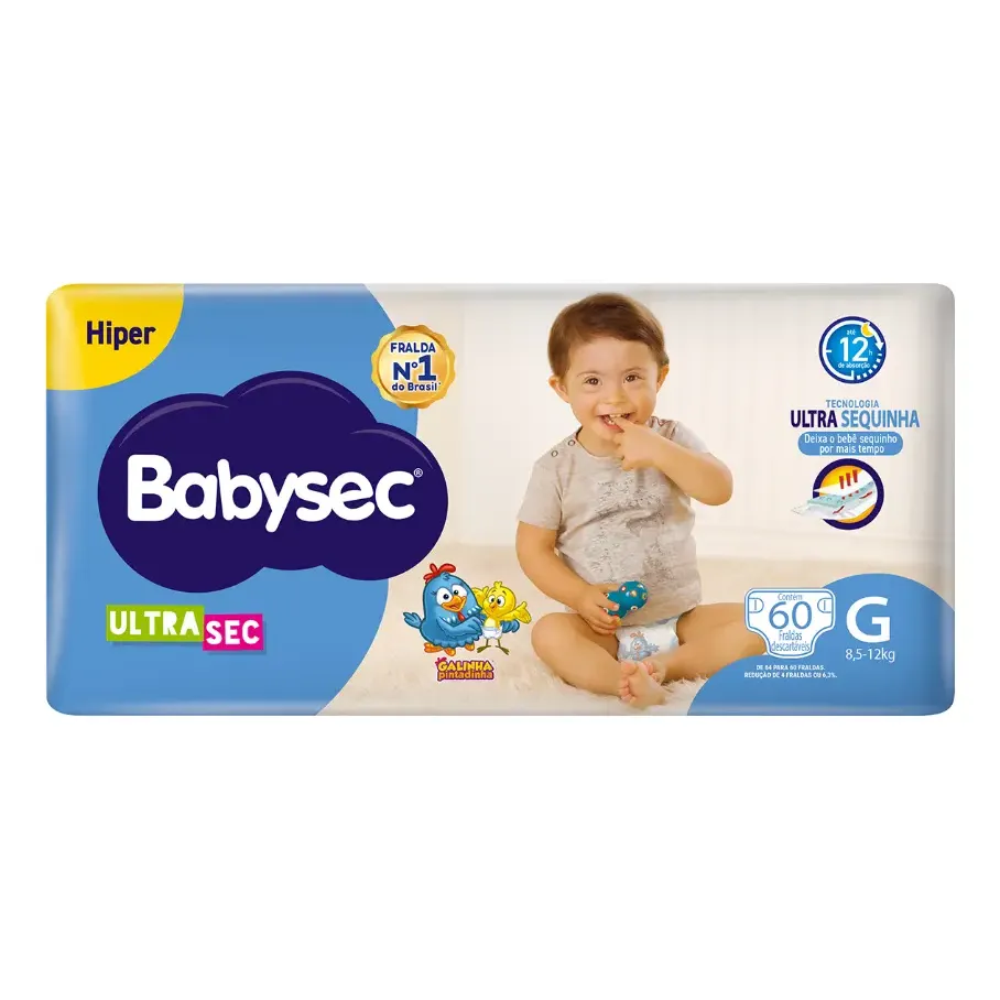 Fralda Babysec Ultrasec Galinha Pintadinha G 60 Unid