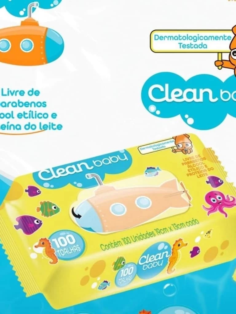 Kit Toalha Umedecida Clean Baby C/100 Cada