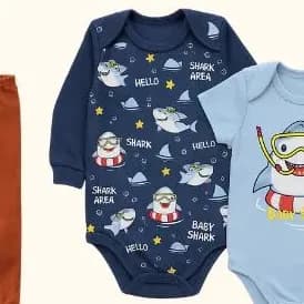 Kit 9 Peças Body Bebê Menino Algodão Inverno Manga Longa