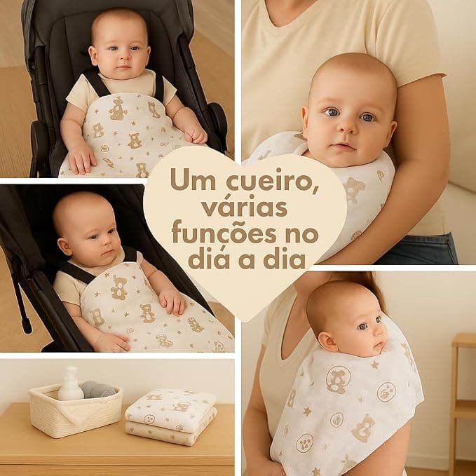 Kit 3 Cueiros Bebê 100% Algodão 80x50cm