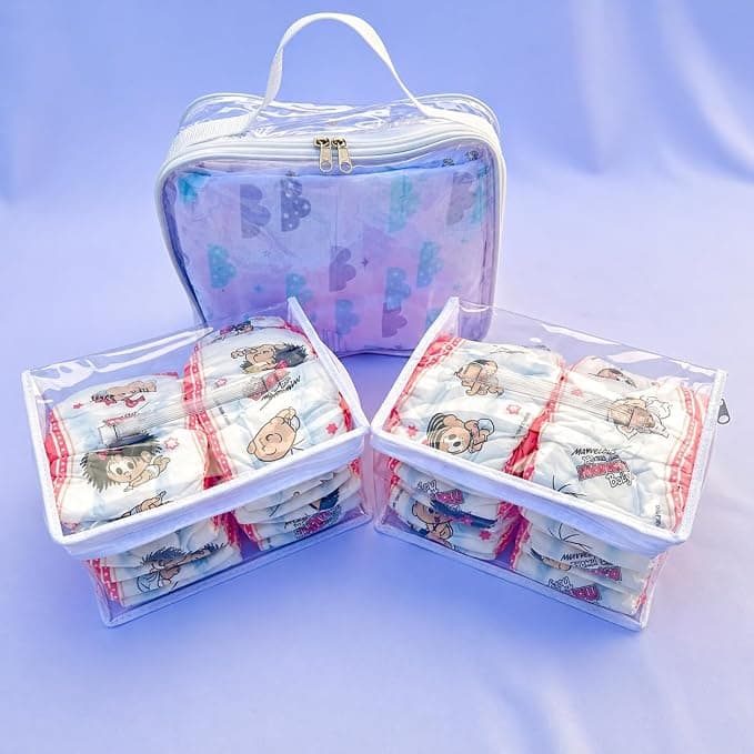 Kit 3 Necessaire Higiene Bebê Porta Fralda Transparente