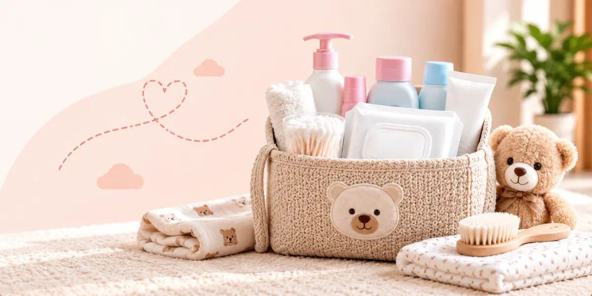 Kit de higiene para bebê em promoção na Mamii Kit de higiene para bebê com produtos de banho, algodão, lenços e escova